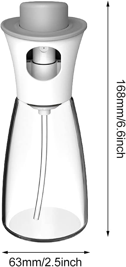 180ml Oil Sprayer Glass Oil Dispenser Bottle Spray Lemon Juice Sprayer for Cooking, Salad, Baking，Cleaning, Plants(White)