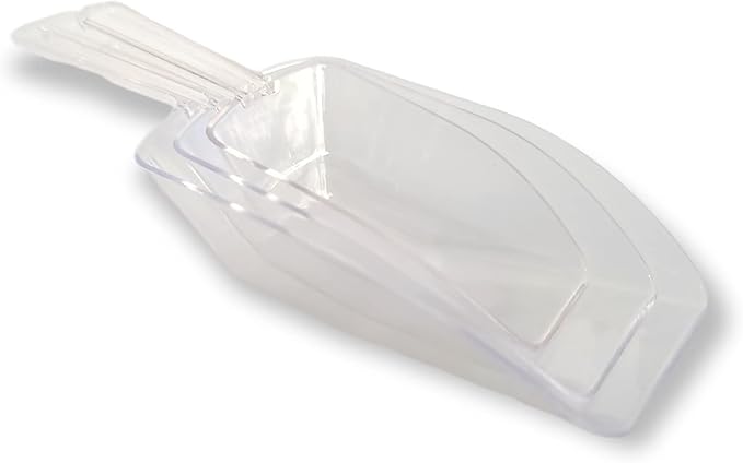Handy Housewares 3 Piece Clear Plastic Kitchen Scoop Set - Nesting Sugar Scoop Set for Cereal, Oatmeal, Coffee, Powder (1 Set)