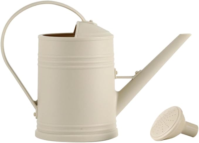 Plastic Flower Watering Can with Detachable Sprinkler Head, Long Spout Watering Can, Watering Can for Indoor Plants, Small Watering Cans for Indoor Bonsai Plants Garden Flowers 1.8L (Beige)