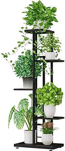 MTB Garden 5 Tier Metal Plant Stand for Indoor Outdoor Flower Pot Display Planter Shelf, Charcoal Grey