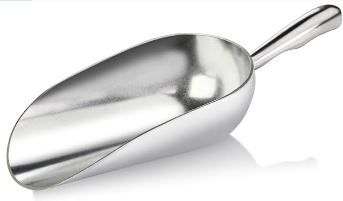 HORNO 12oz Silver Cast Aluminum Shovel Scoops，Ideal for Ice Cube, Coffee Bean, Food, Candy, Flour, Dry Goods,Spice.
