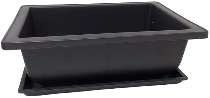 Bonsai Training Pots Humidity Trays - Built in Mesh 8-Inch Large Planters + Made from Durable Shatter Proof Poly-Resin, 9 Pack Pot Set