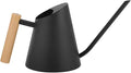 800ml Indoor Watering Can with Long Spout,28oz Capacity, Black Metal with Wood Handle (Black-Z2)