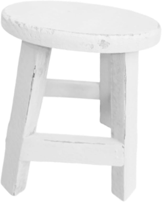 MYCENSE Wooden Stool Plant Stand for Indoor & Outdoor, Sturdy Flower Pot Stands Plants Shelf Potted Rack, Round Footstool, Decoration Racks for Home Office Garden Patio, A White 16.5x18cm