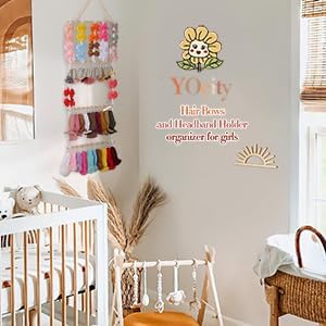 YOcity Baby Headband Holder and Organizer - Holds Head Bands, Bows & Accessories - Storage for Toddler Nursery & Girl's Room (Beige)