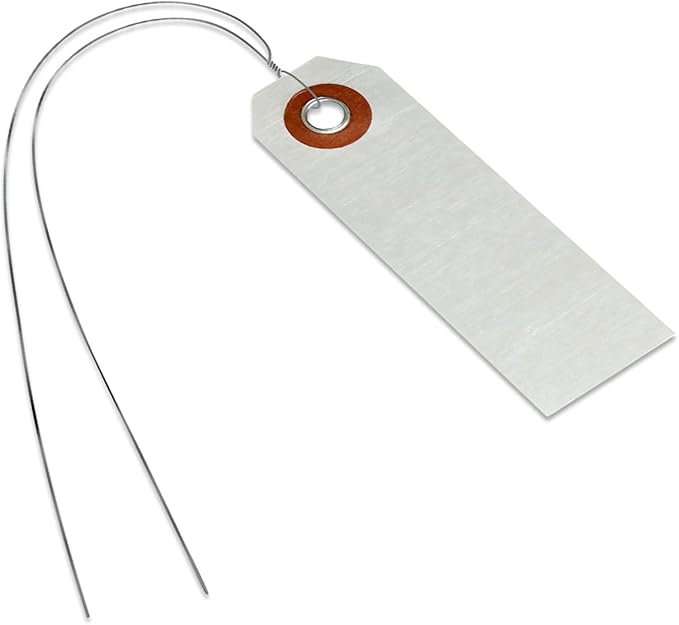 SmartSign (Pack of 100) 3.125 x 1 inch Write-on Indentable Blank Two-Sided Marking Tags with Pre-Attached Wires, Dead-Soft Aluminum, Silver