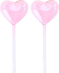 2Pcs Heart Plant Watering Globes Set Self Watering Globes for Indoor Plant Flowers Outdoor Plant Watering Bulb Dripper, 22x7cm, Pink