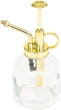 Glass Plant Watering Mister – 8 Ounces Gold Accent Plant Spray Bottle – Single Handed Watering Can for Indoor Plants