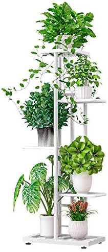 MTB Garden 5 Tier Metal Plant Stand for Indoor Outdoor Flower Pot Display Planter Shelf, White