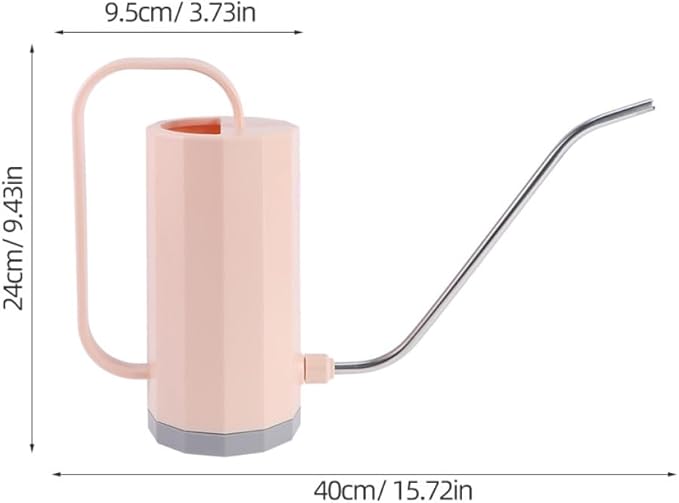 NUOBESTY 2pcs Small Long Spout Watering Can for Indoor Plants, Plastic Houseplant Watering Pot with Handle, Mint Green and Soft Pink, Suitable for Balcony and Indoor Gardening