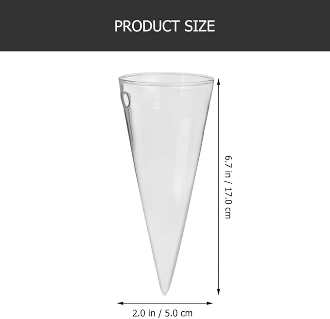 Operitacx 2Pcs Glass Wall Hanging Vases Hydroponic Cone for Succulent Plants Indoor Home Kitchen Wall Mounted Garden Decor