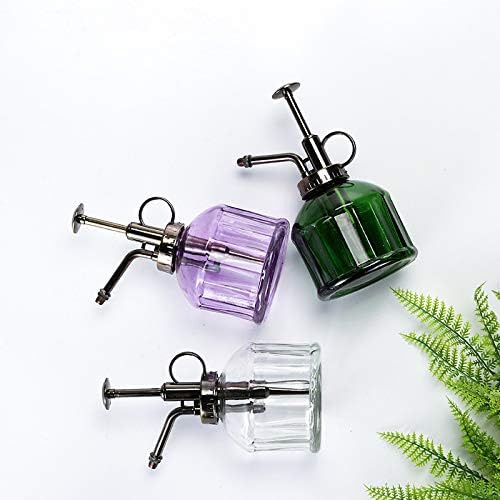 Glass Plant Mister Spray Bottle, 6.5" Tall Vintage Plant Water Spritzer Sprayer, Succulent Watering Bottle with Top Pump, Small Glass Watering Can for Indoor Outdoor Houseplant - Clear