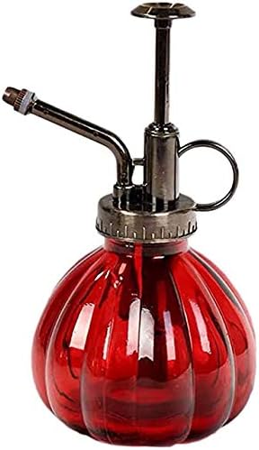 Mr. Glass Water Plant Spray Bottle 6.3 Inch Tall Round Retro Style Pumpkin Shape Moisturizing Atomizer for Plant Fine Mist Cleaning Solution Hairdressing Sprayer Houseplant Red (Red)