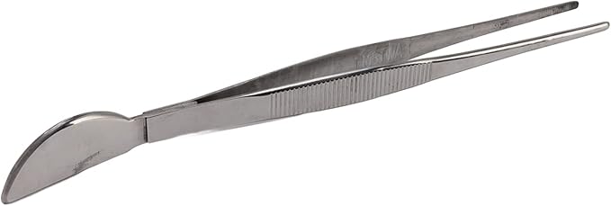 TOPINCN Bonsai Tweezers, Stainless Steel Long Plant Tweezers with Moon Spatula Head, Home Garden Potted Loosening Soil Plan Grass (Straight)