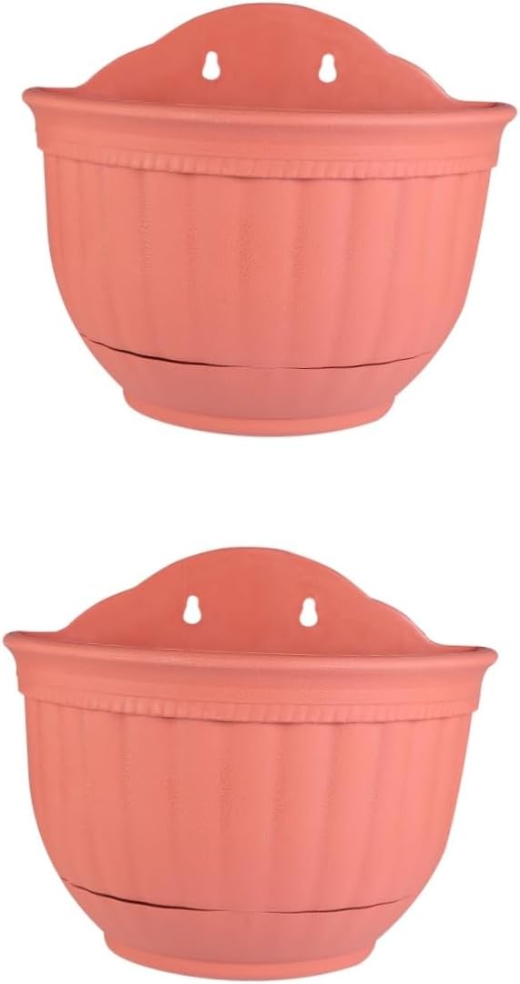 POPETPOP 2pcs Half Hanging Planter Pot Imitation Leather Design for Container Tray for Windowsills Balconies Gardens