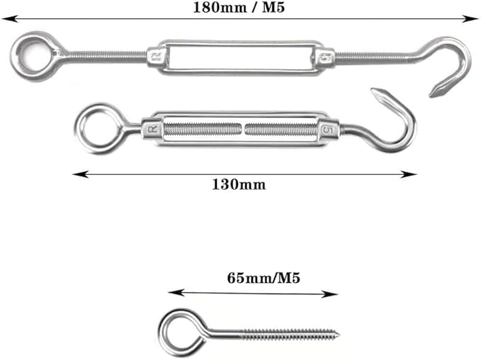 TooTaci M5 Turnbuckles for Cables Wire, 200ft 1/16 Stainless Steel Wire Rope with Tensioner Kit, 1/16 Vinyl Coated Steel Cable for Outdoor Lights Hanging, Climbing Plants, Trellis and Fences
