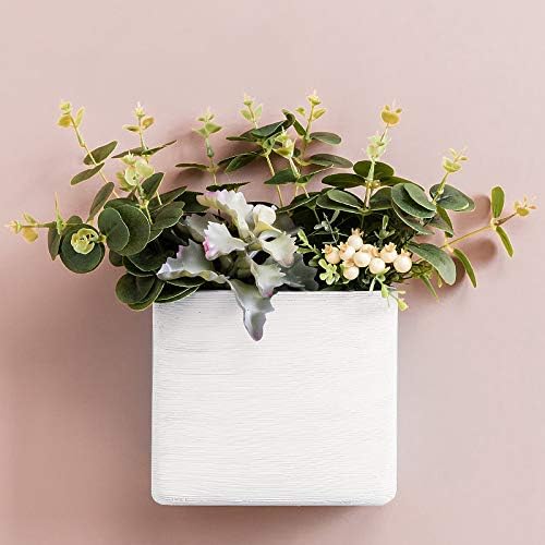 Resin Planters Geometric Wall Planters Indoor Plant Pots Colorful Wall-mounted Flower Pots Vertical Plant Container Air Plant Holder Wall Vase for Cactus Succulents Herbs and More … (3 White)