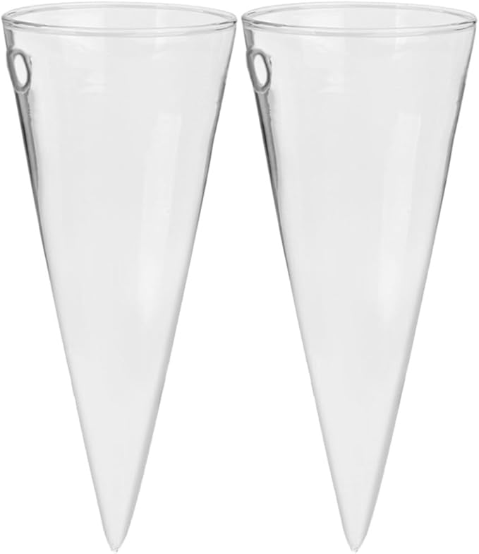 Operitacx 2Pcs Glass Wall Hanging Vases Hydroponic Cone for Succulent Plants Indoor Home Kitchen Wall Mounted Garden Decor