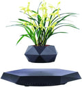 Levitating Plant Pot, Magnetic Levitation Flower Pot Rotating Planters Suspension Floating Plant Succulents Potted for Home Living Room Office Desk Decoration (Black)