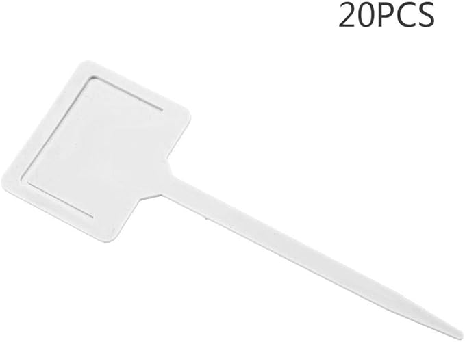 20PCS Plant Labels PVC Reusable Gardening Flower Plant Label Flower Pots Tags Garden Seed Stake Tool(White)