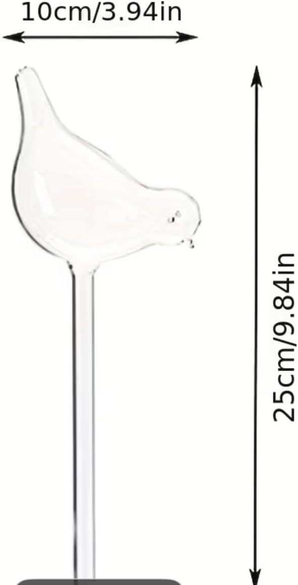 Glass Bird Shaped Plant Watering Globes, Clear, 9.84 Inches, Automatic Self Watering Bulbs for Indoor and Outdoor Plants, 3 Pack