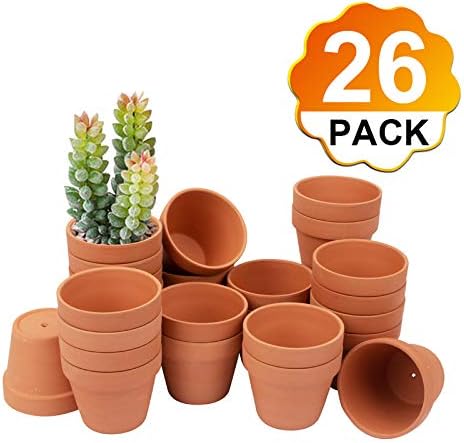 [26 Pack] 4" Planter Nursery Pots Terracotta Pot Clay Ceramic Pottery Cactus Flower Pots Succulent Plants Garden Pot (4")