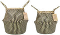 Plant Baskets – Large Seagrass Planter for Tall Indoor Faux Olive Tree, Woven Wicker Rattan Pot for Boho Decor 9-10 Inch (Black, Large & Medium)