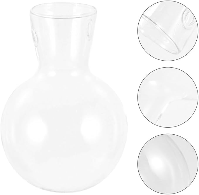 Milisten Hydroponic Glass Planter Vase Accessories with Wooden Stand Clear Borosilicate Glass Indoor Plant Pot Decor 3.94X2.75X2.75In Table Centerpiece Flowerpot