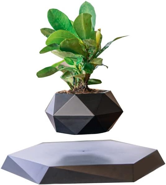 Wooden Levitating Plant Pot, Succulent Pots Planter Cactus Planter, Levitating Decor for Home & Office Magnetic Floating Levitating Display,Marble /2438
