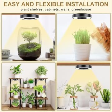 Tri Head (3.5in) Grow Lights for Indoor Plants, 144 LEDs Full Spectrum LED Plant Grow Light, 5V/3A Under Cabinet Grow Lamp with Auto Timer 3/9/12 Hrs, 10 Lighting Mode, 5 Brightness Levels