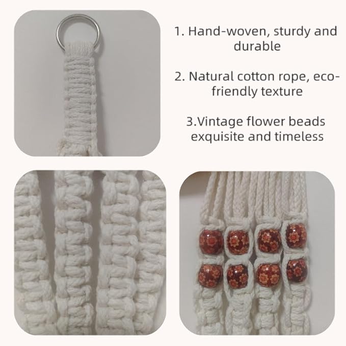 Macrame Plant Hanger Indoor Hanging Holder Window Plant Hanger Wall Outdoor Large Long Boho Home Decor Ceiling Basket Plants Hangers (2pack-Ivory)