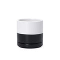 D'vine Dev 3.5 Inch Ceramic Planter Pot with Drainage Hole and Saucer, Indoor Cylinder Round Planter Pot, Layered Monochrome Black & White, 94-O-A-L