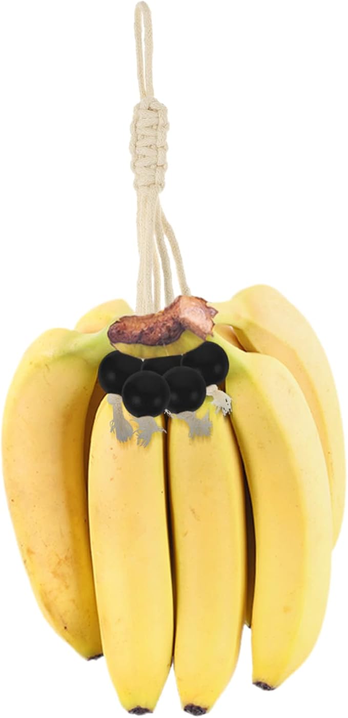 Cabilock Banana Hanging Rack Fresh Keeping Banana Stands Cotton Rope Holder Macrame Rope Storage