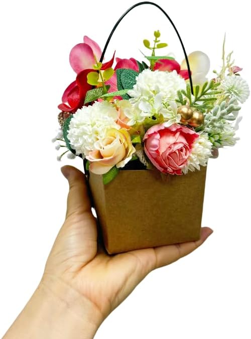 Urier 40 Pieces Succulent Wraps Pot,3x3 Succulent Gift Box,Succulent Box,Succulent Party Favors,Gift Bags with Handles,Used for Gift Bags Kraft Paper Bag Party Favor Boxes (Brown)