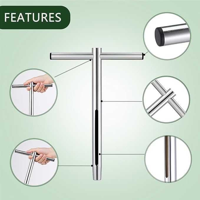 Sukiise Soil Sample Probe 12 Inch with T Handle, Soil Sampler Tool, Soil Test Kit, Soil Probe for Soil Sampling Plant Care Lawn Garden Farm