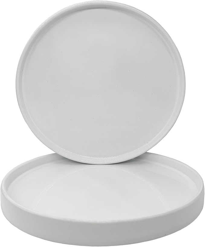 2 Pack Ceramic Plant Saucer Pot Tray 7 Inch, Planter Saucers 4 5 6 7 8 9 10 11 12 13 Inch for Indoors Outdoor, Durable Sturdy Flower Drainage drip Water Tray for Glazed Pots Base (7 Inch-White)