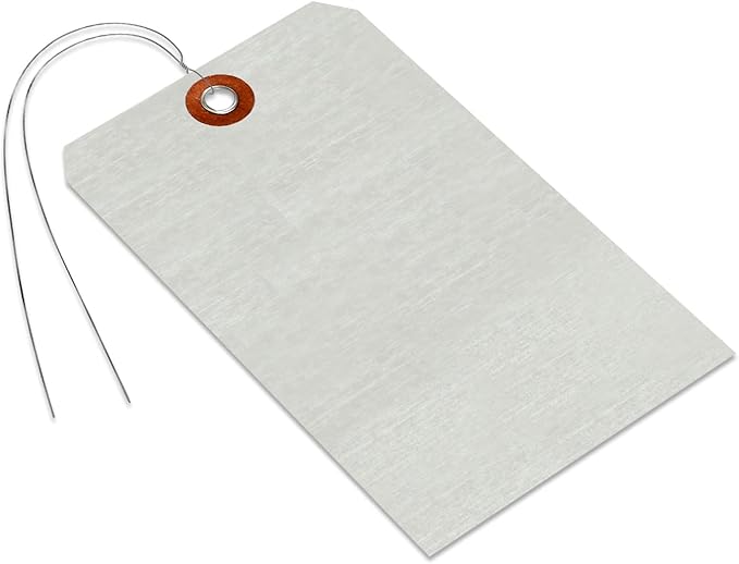SmartSign Debossable Dead-Soft Aluminum Indentable Blank Write-On Marking Tags | 3" x 5", Pack of 100 Pre-Wired Tags