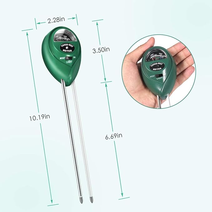 Moisture Meter, Soil PH/Light Tester Plant Soil Test Kit Indoor Outdoor Use, Hygrometer Moisture Sensor Water Meter for Potted Plants Succulents Trees Lawn Farm Garden, No Battery Needed, Easy to Read