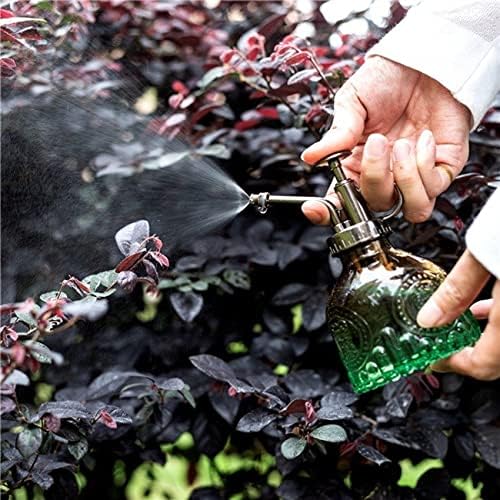 TOMEX Glass Plant Mister Spray Bottle 200ML Watering Bottle with Top Pump Watering Can for Indoor Outdoor House Plants,Flowers (Brown-Green)