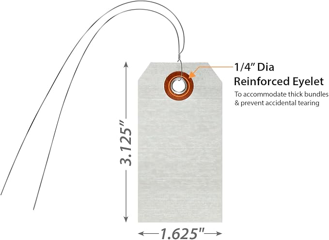 SmartSign Debossable Dead-Soft Aluminum Indentable Blank Write-On Marking Tags | 1.625" x 3.125", Pack of 100 Pre-Wired Tags