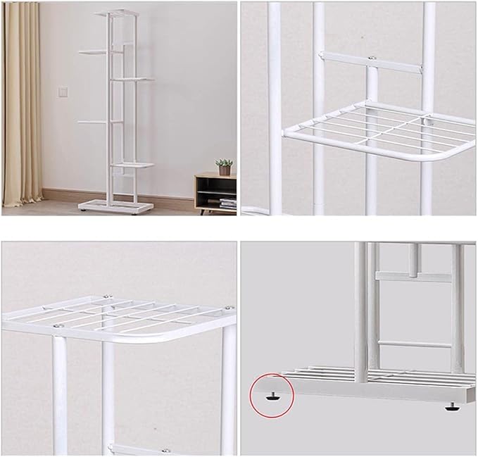 MTB Garden 6 Tier Metal Plant Stand for Indoor Outdoor Flower Pot Display Planter Shelf, White
