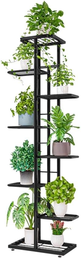 MTB Garden 8 Tier Metal Plant Stand for Indoor Outdoor Flower Pot Display Planter Shelf, Charcoal Grey