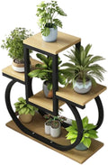 4 Tier Plant Stand Indoor, Multi Layered Iron Flower Pot Racks for Plants Multiple, Large Metal Tall Curved Oval Plant Shelf, Multiple Organizer for Garden Patio Lawn Balcony Office