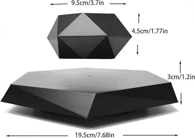 Levitating Plant Pot, Magnetic Levitation Flower Pot,Hexagon Suspension Floating Plant Pot,Automatic 360° Rotation,Magnetic Levitation Suspension Floating Pot(Black)