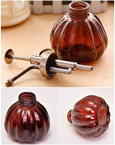 Mr. Glass Water Plant Spray Bottle 6.3 Inch Tall Round Retro Style Pumpkin Shape Moisturizing Atomizer for Plant Fine Mist Cleaning Solution Hairdressing Sprayer Houseplant Red (Red)
