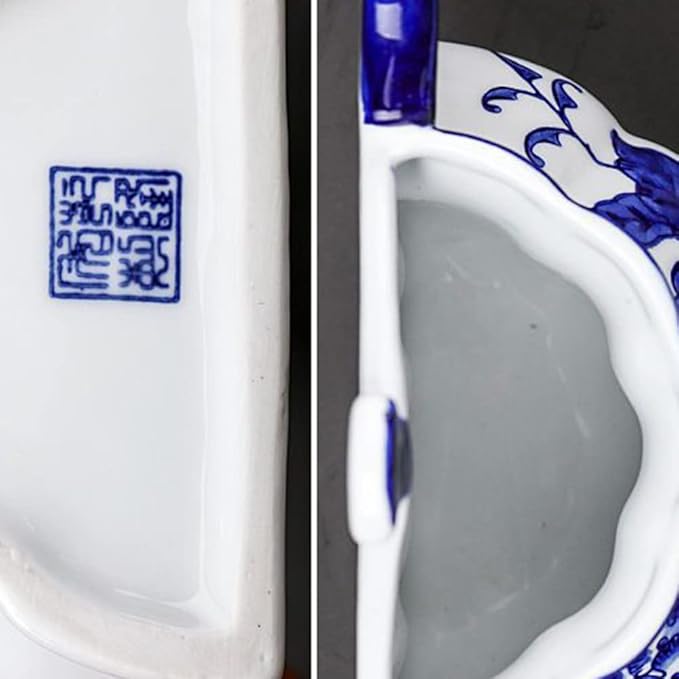 Blue & White Porcelain Wall Vase,Water Bottle Shape Hydroponic Vase Wall Planter for Indoor, Outdoor (C)