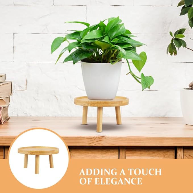 UPKOCH 2PCS Small Wooden Plant Stand Indoor Riser, Mid Modern Short Stool, Mini Wood Pedestal Base for Tabletop Corner Planter Desk Countertop