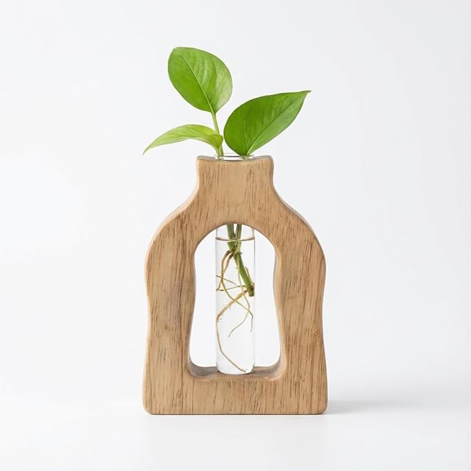 Plant Propagation Station Hanging Stand with Vases for Plants Wall Hanging Wood Stand Indoor Levitating Plant Pot Air Holder Window Boxes for Decor Flowers Holder Test Tubes