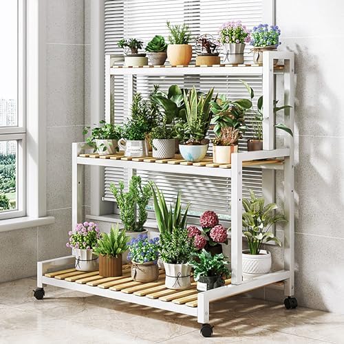 4-Tier Bamboo Plant Stand - Stylish Metal & Wood Flower Display Holder for Indoor Succulents, Space-Saving Ladder Shelf for Home Décor & Garden Accent