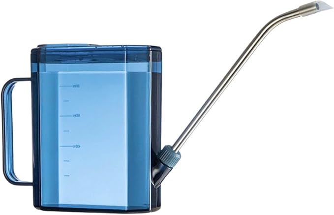 1L Small Watering Can for Indoor Plants, Lightweight Watering Can Outdoor with Long Spout, Indoor Waterings Cans for House Plants, Clear Plastic Waterings Cans for Garden Flower (Blue)
